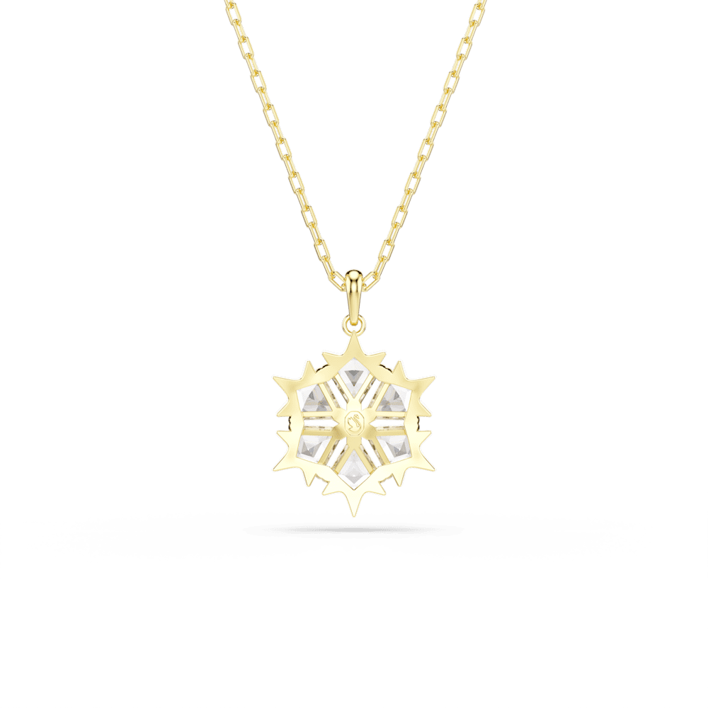 Collana Pendente Swarovski Magic, Taglio misto, Fiocco Di Neve, Bianco, Finitura oro 18K