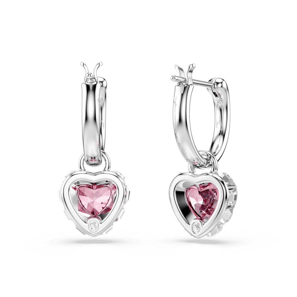 Orecchini pendenti Swarovski Chroma, Cuore, Rosa, Placcato rodio