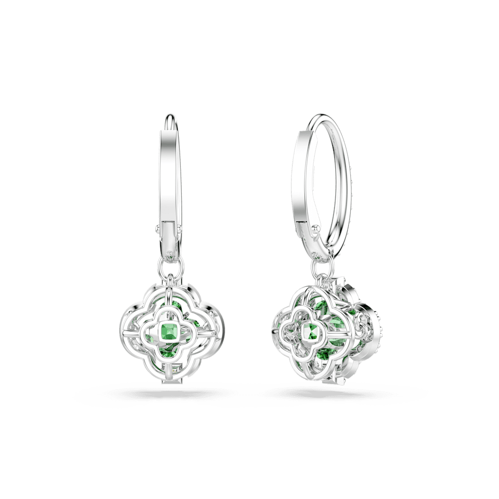 Orecchini Pendenti Swarovski Una Angelic, Taglio misto, Verdi, Placcato rodio