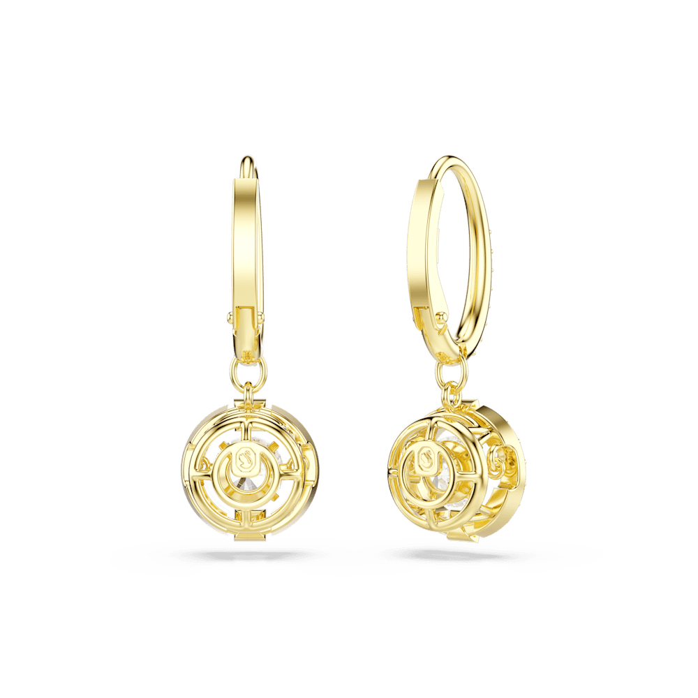 Orecchini pendenti Swarovski Una Angelic, Taglio Round, Bianchi, Finitura oro 18K