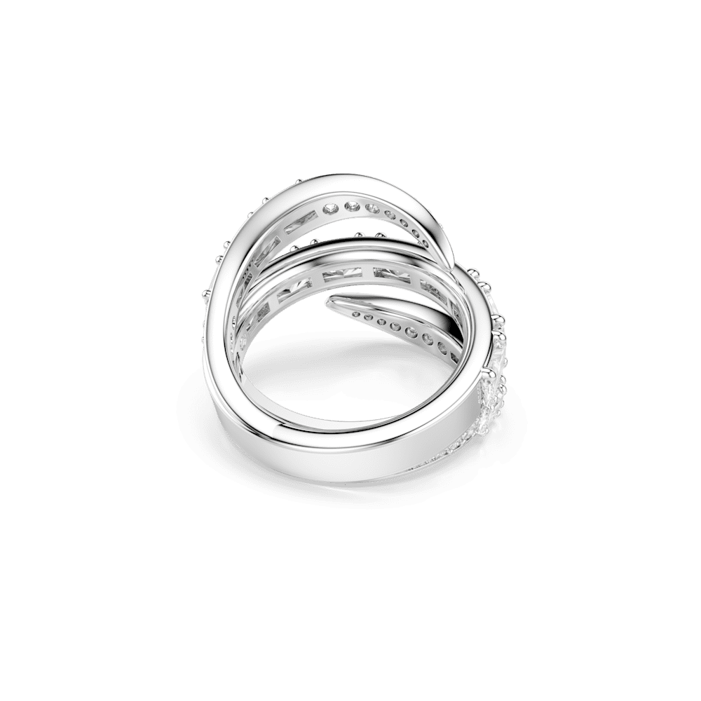 Anello Swarovski Vienna Taglio misto Cigno Bianco Placcato rodio - Misura 55/60