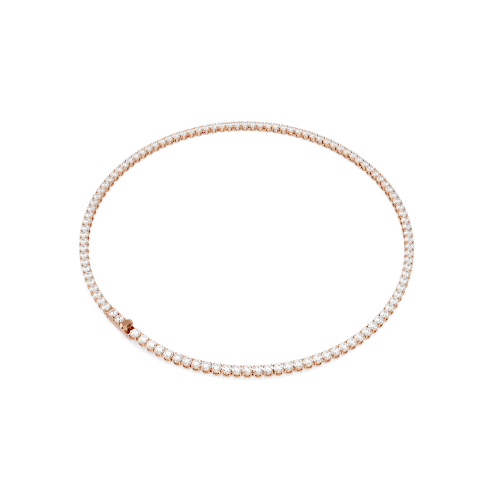 Collana Swarovski Tennis Matrix, Taglio Round, Bianca, Finitura oro rosa 18K - Misura M