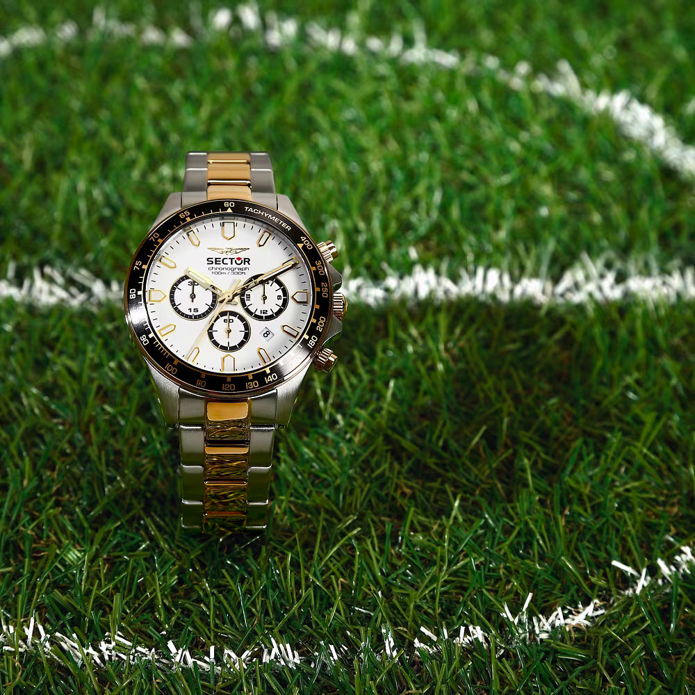 Orologio Sector 230 43 Mm Chrono Acciaio Braccialato Quadrante Bianco