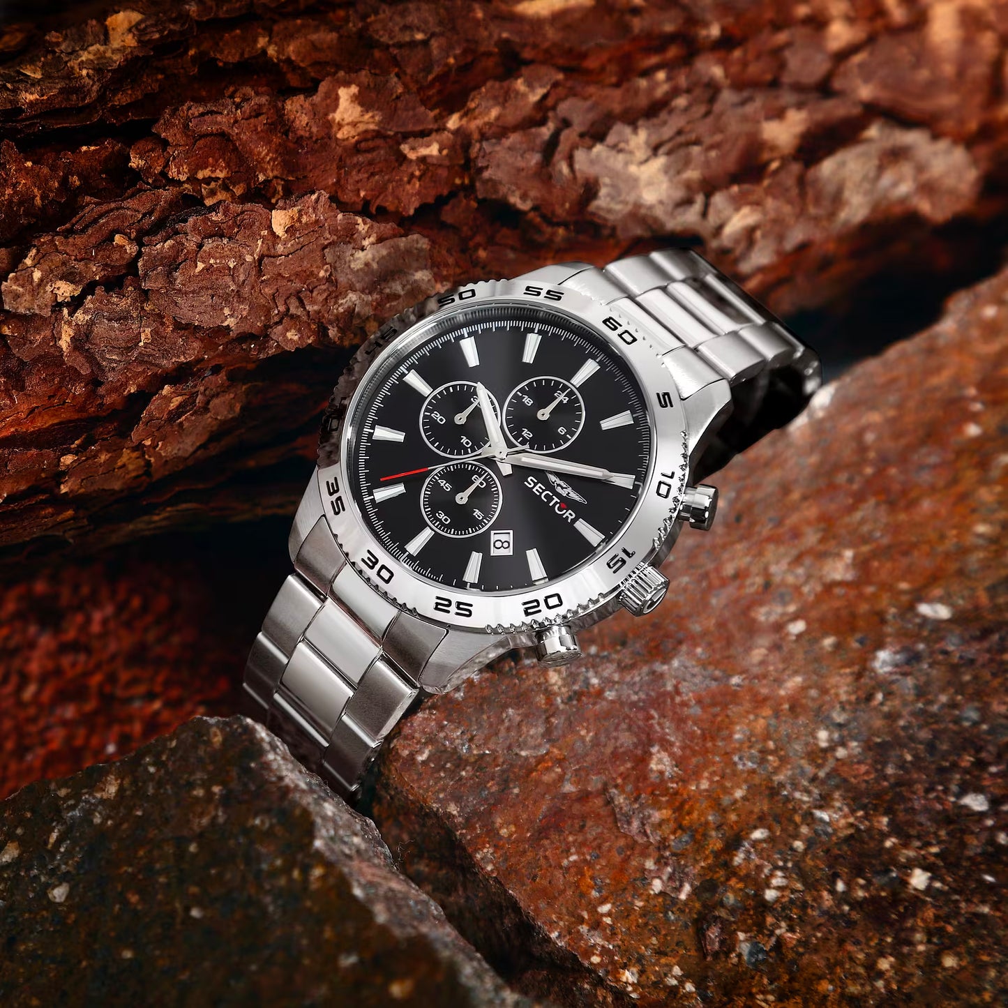 Orologio Sector 270 45 Mm Chrono Acciaio Braccialato Quadrante Nero