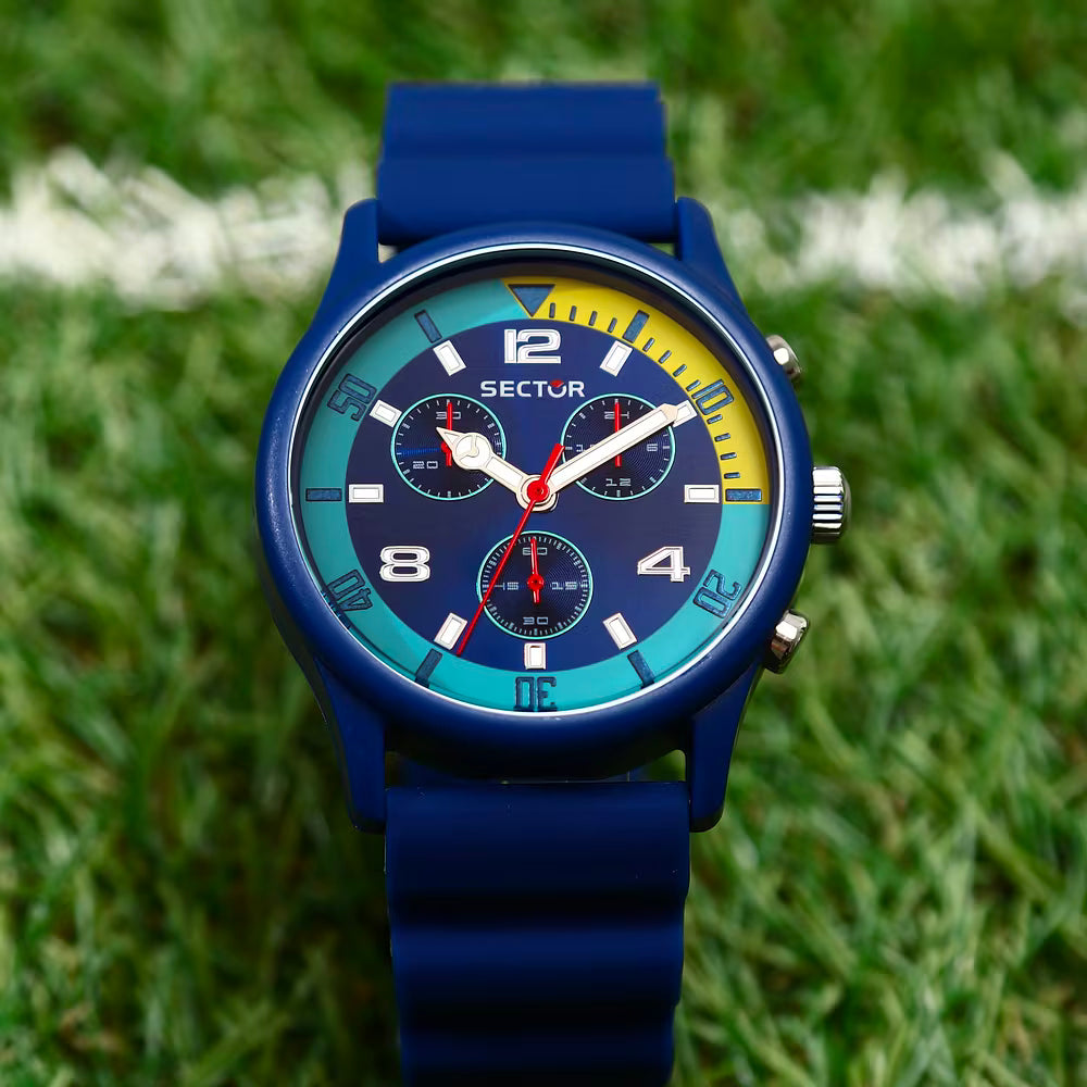 Orologio Sector H2O Chrono 43 Mm Policarbonato Cinturino Gomma Blu