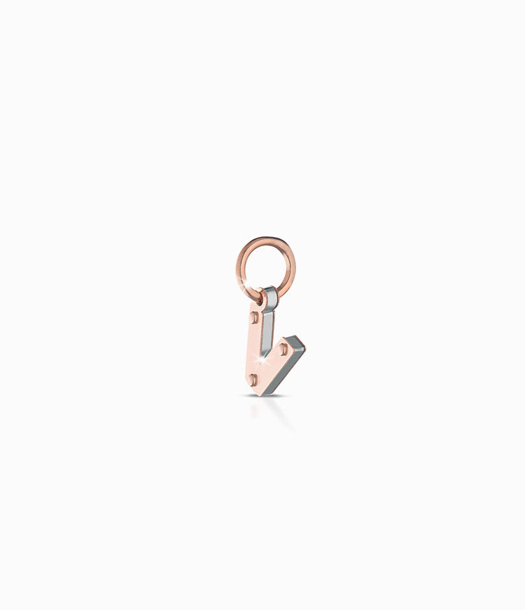 Ciondoli Lebebé Lockyourlove Lettera V Oro Rosa 9 Kt e Argento Cordino Bianco