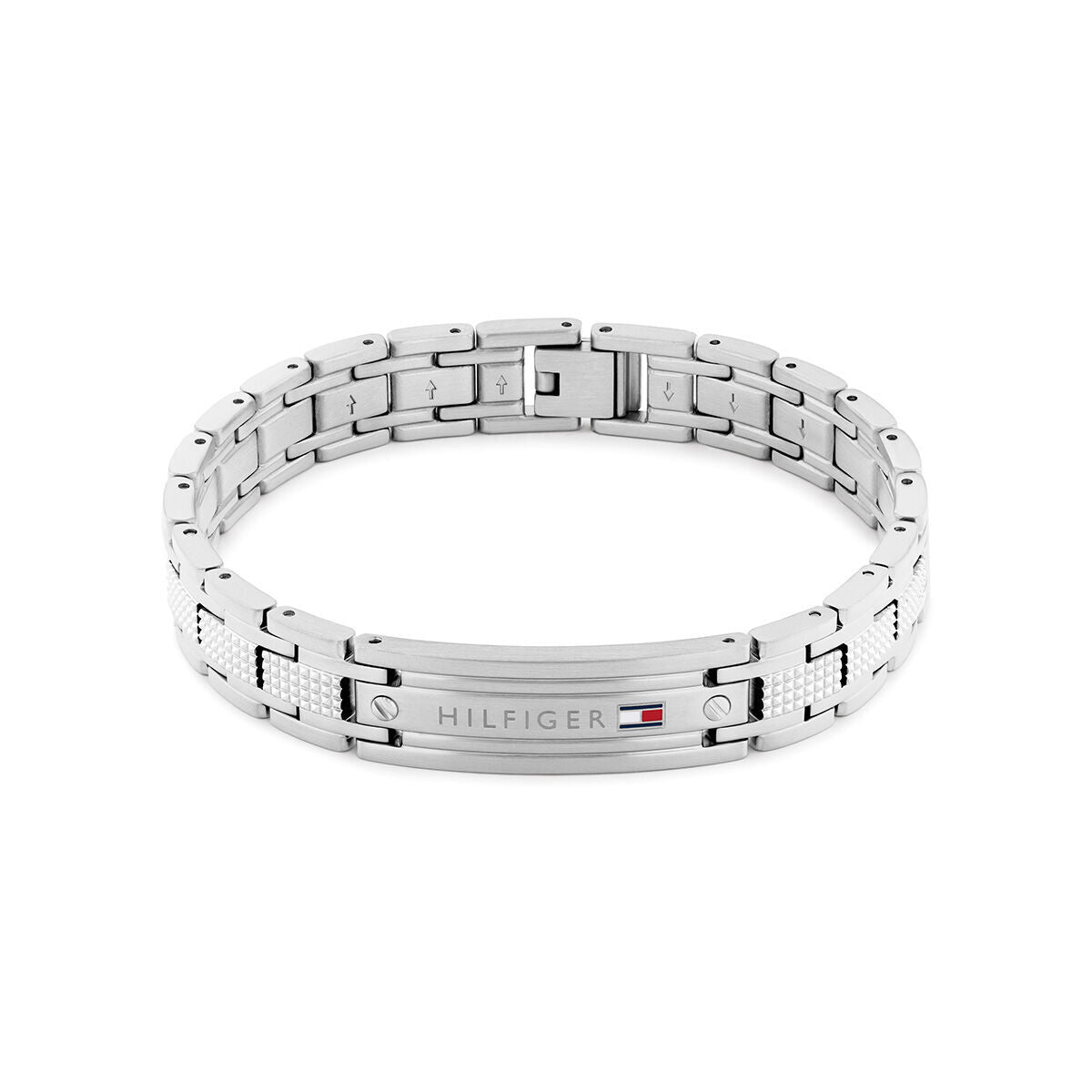 Bracciale Uomo Tommy Hilfiger Oxford Acciaio Piastrina Centrale Con Logo + 2 Vitine
