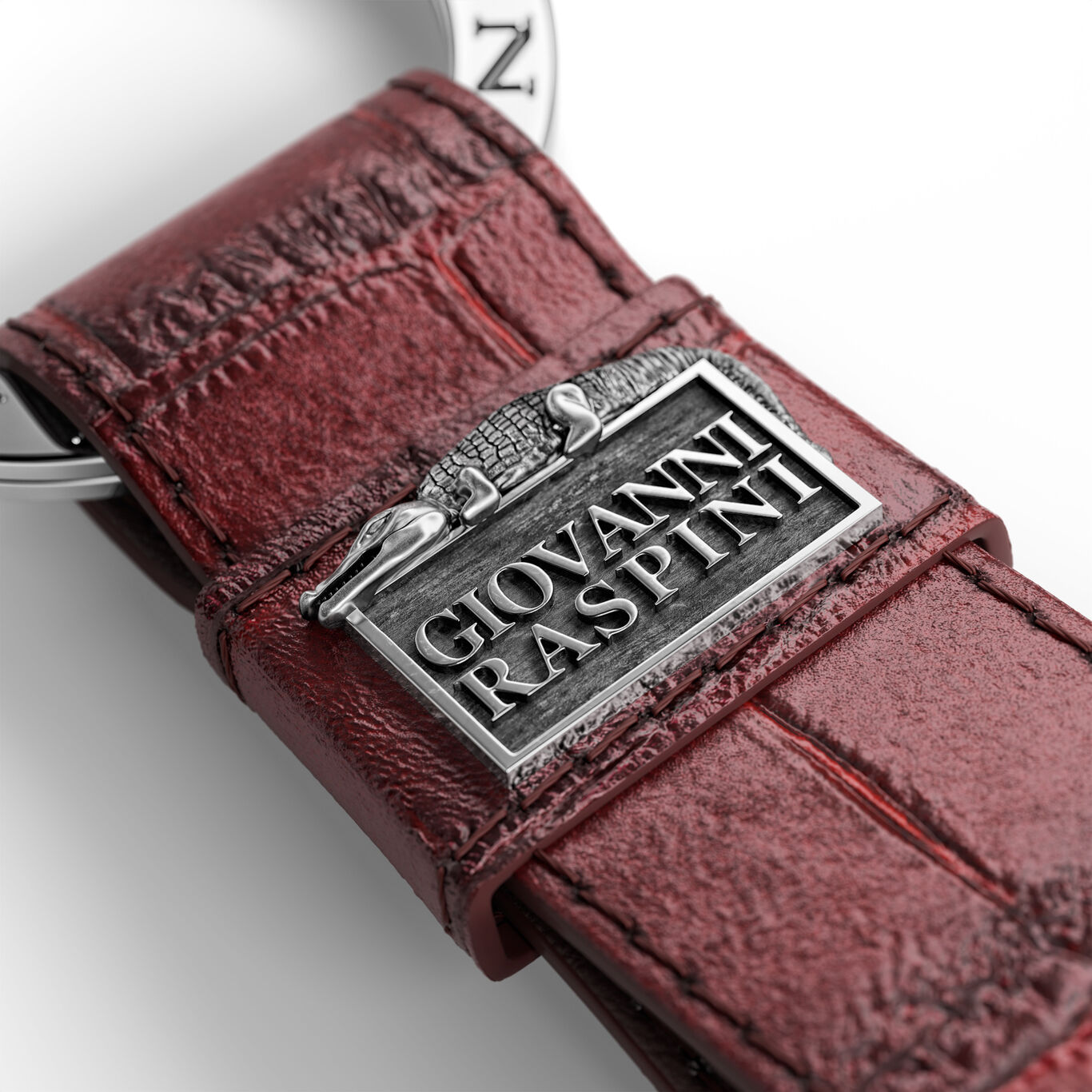 Portachiavi Giovanni Raspini Pelle Croco Borgogna
