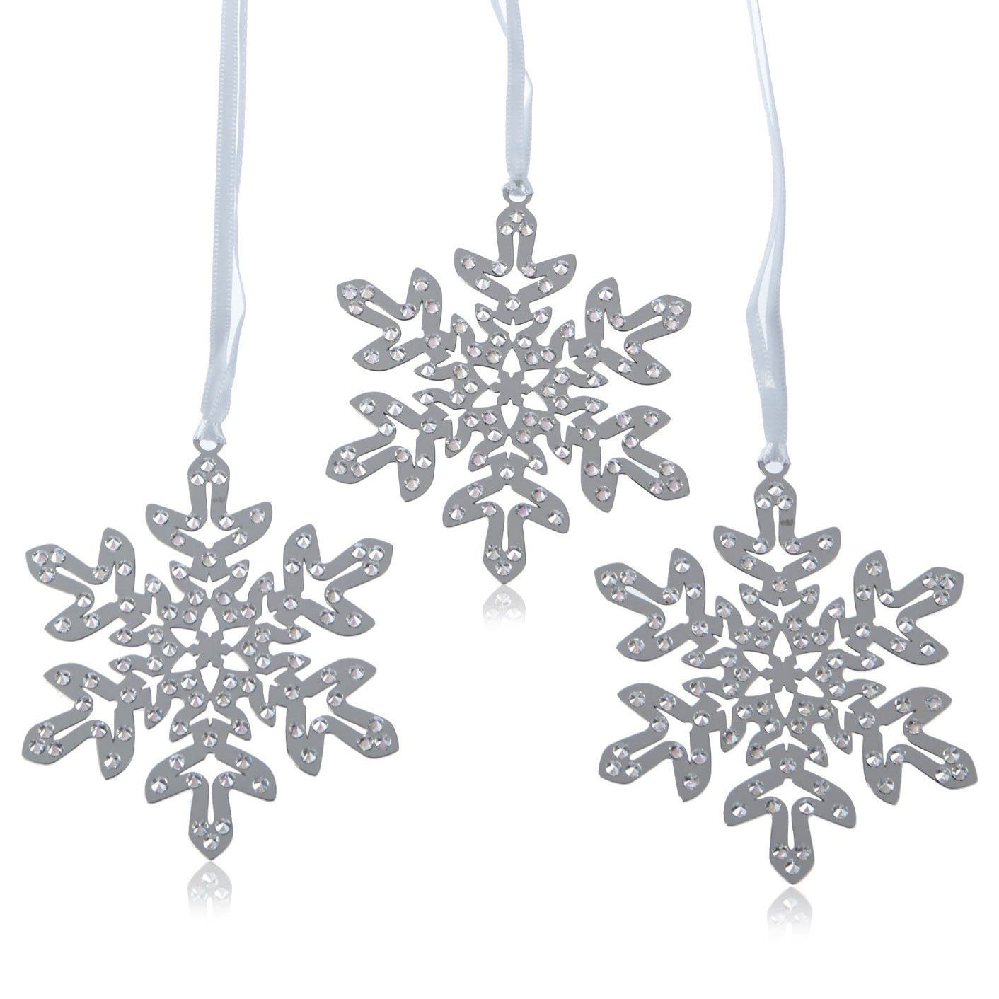 Decorazioni Natalizie Swarovski Crystal Pixel Snowflake Ornament Set 3 pezzi