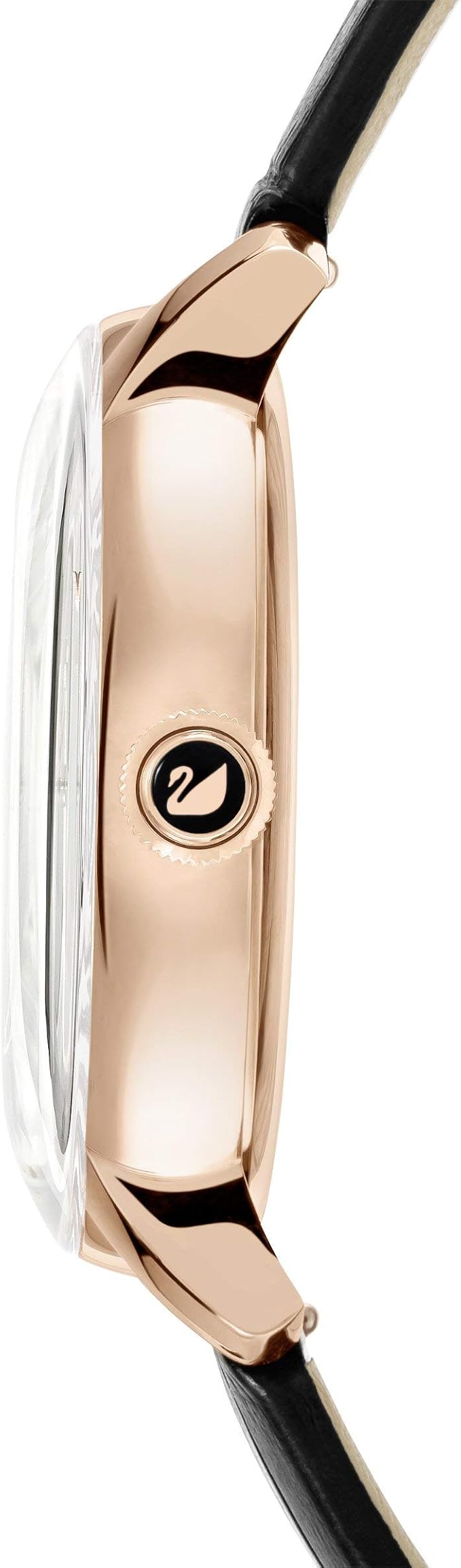 Orologio Swarovski Crystalline Hours 38 mm Cristallo Nero, Cinturino in Pelle Nera, Pvd Oro Rosa