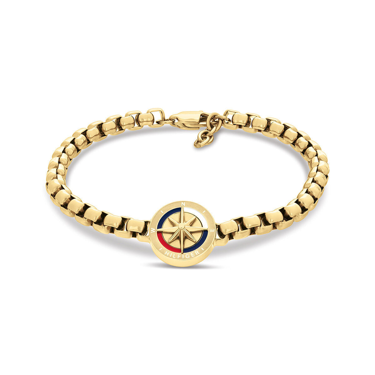 Bracciale Uomo Tommy Hilfiger Compass Acciaio Pvd Oro Catena Maglia Veneziana Centrale Rosa Dei Venti