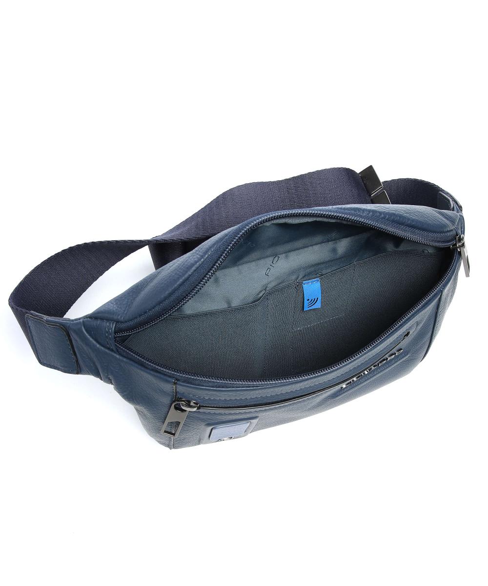 Marsupio Piquadro Tasche Frontali Pelle Martellata Blu