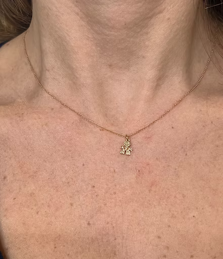 Collana Lebebé Le Briciole Oro Rosa 18 Kt Pendente Bimbo Pavè Di Diamanti