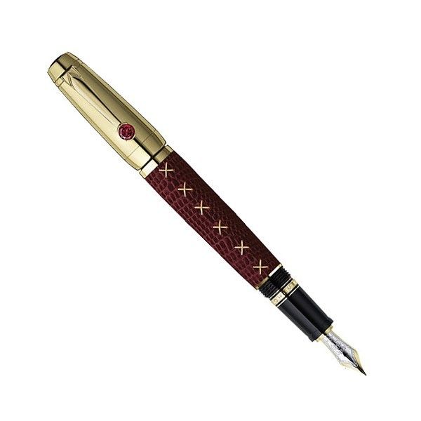 Penne Stilografiche Montblanc Boheme Jewels Penna Stilografica Pelle Bordeaux Finiture Dorate Pietra Rodolite