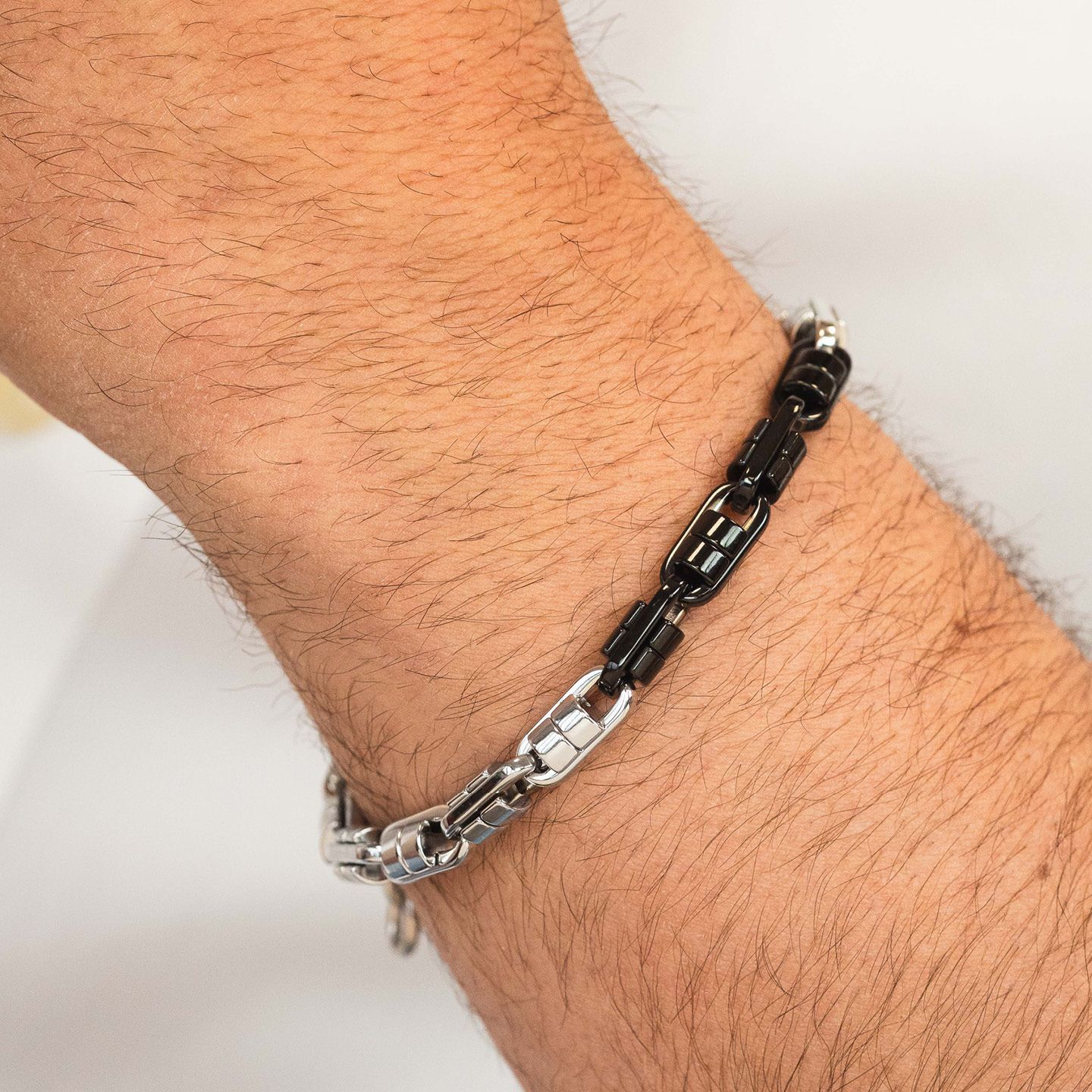 Bracciale Boccadamo Man Acciaio Pvd Nero Catena Maglia Cilindrica