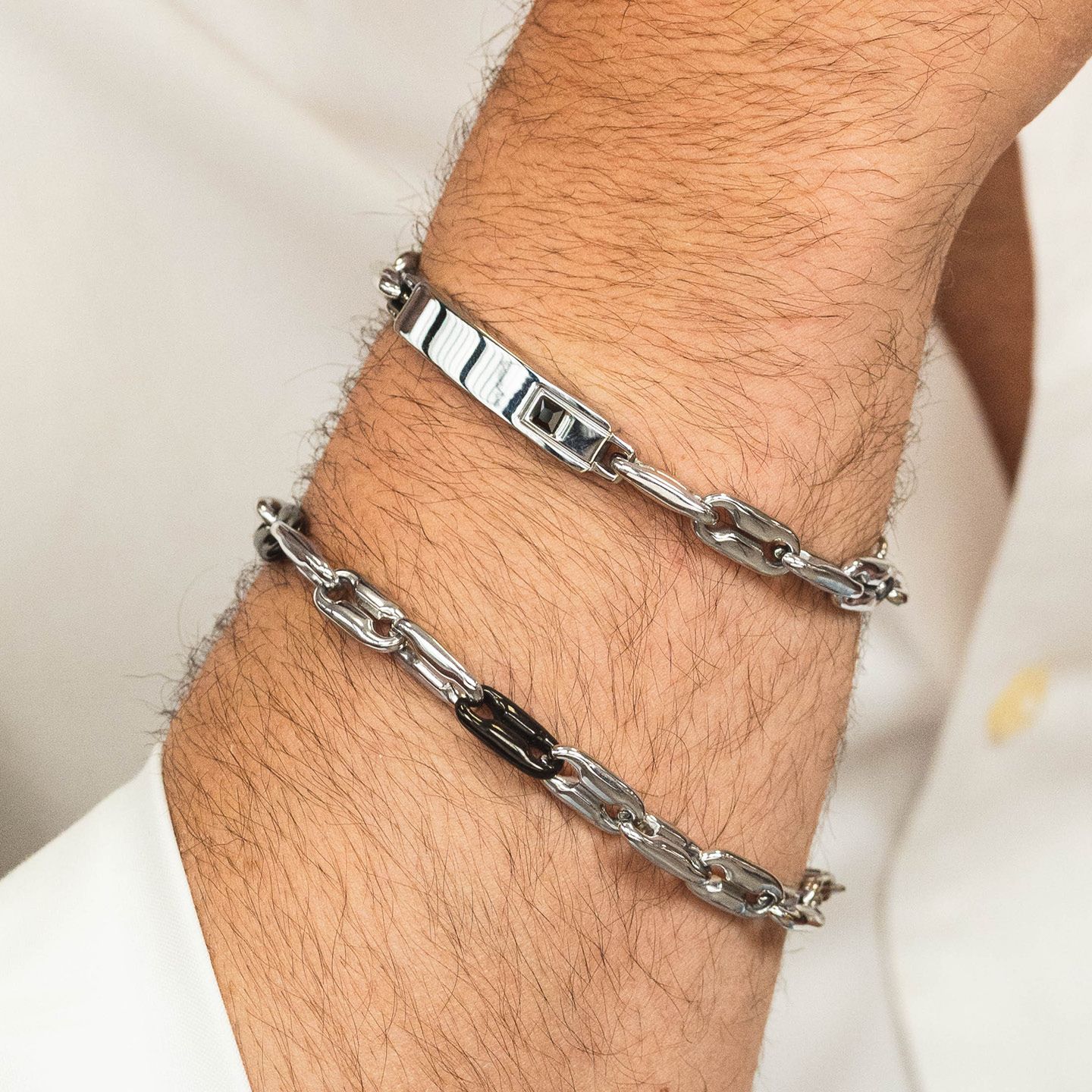 Bracciale Boccadamo Man Acciaio Pvd Nero Catena Maglia Marinara
