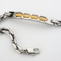 Bracciale Boccadamo Man Acciaio Piastrina Centrale Pvd Oro e Cristalli