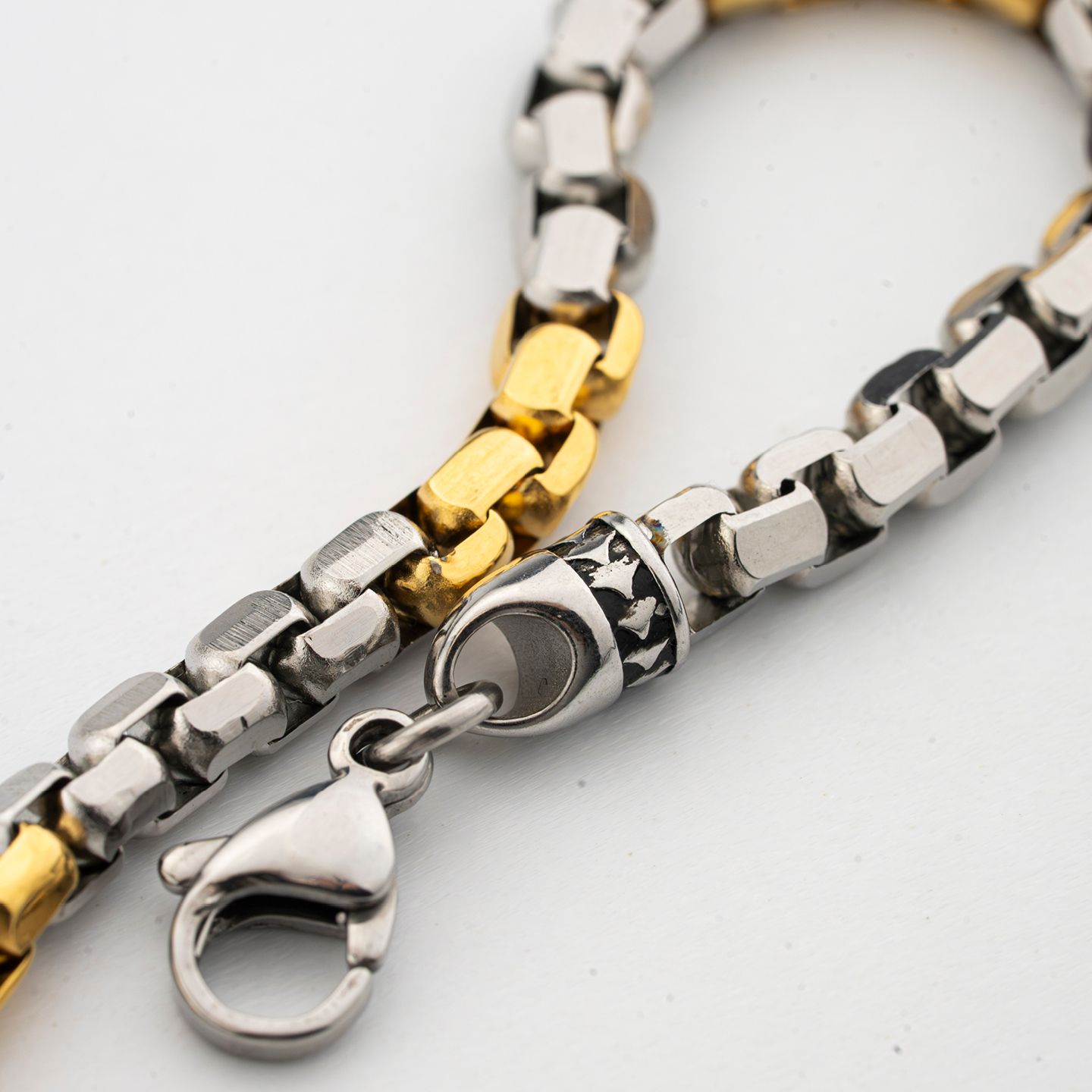 Bracciale Boccadamo Man Maglia Rolò Quadrata Acciaio Pvd Oro