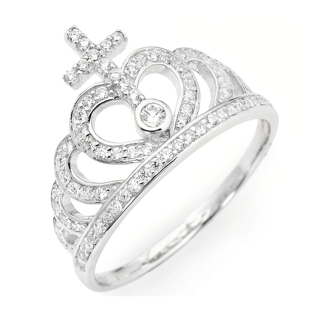 Anello Amen Corone Argento e Zirconi Mis.10
