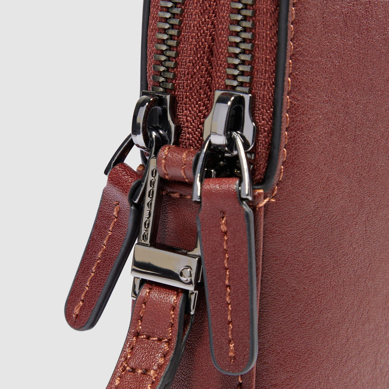 Pochette Piquadro Uomo Doppio Scomparto Polsiera Pelle Color Cuoio