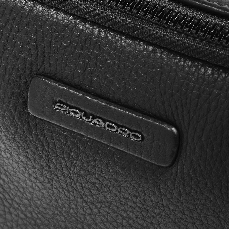 Pochette Piquadro Uomo Due Scomparti Polsiera Pelle Nera