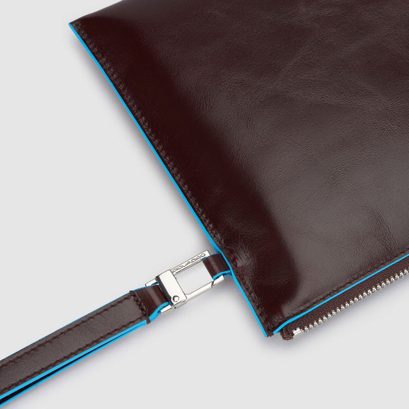 Pochette Piquadro Sottile Porta Ipad Mini Manico Removibile Pelle Marrone