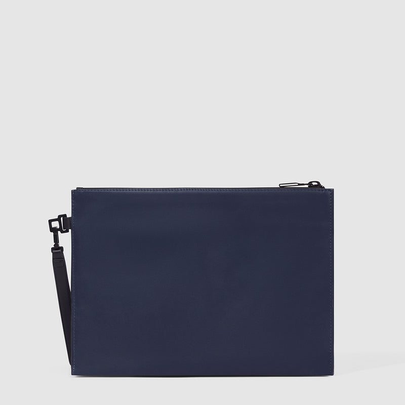 Pochette Piquadro Uomo Da Polso Piatta Porta Ipad In Pelle Blu
