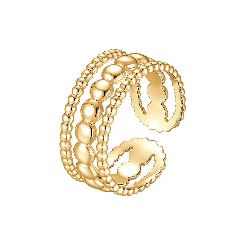 Anello Regolabile Luca Barra Pvd Oro Fascia A 3 Fili