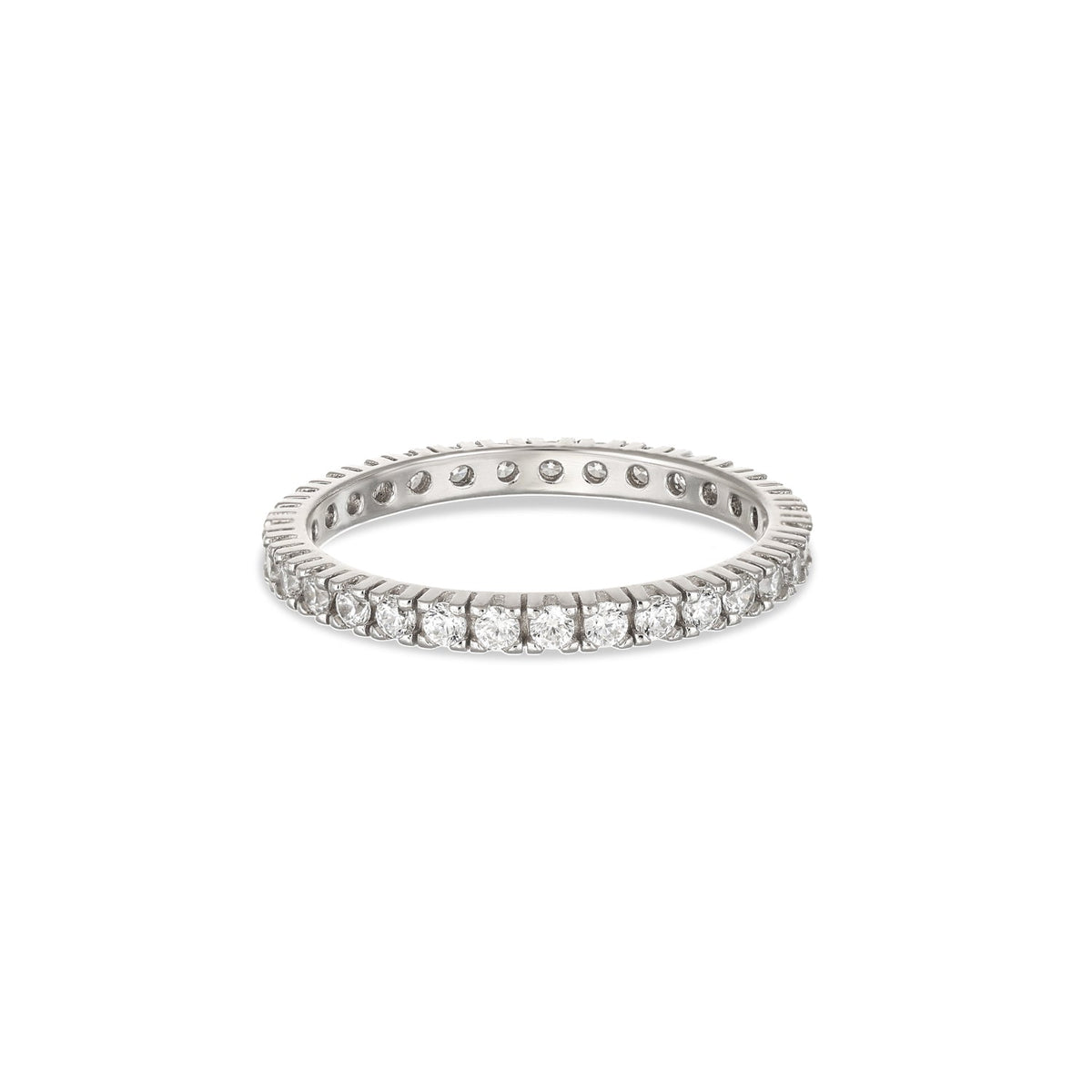 Anello Veretta Dana Senza Fine Tutto Giro Oro Bianco9 Kt Con Zirconi - Misura 14