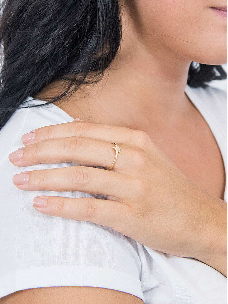 Anello Amen Romance Argento Dorato Stella - Misura 14