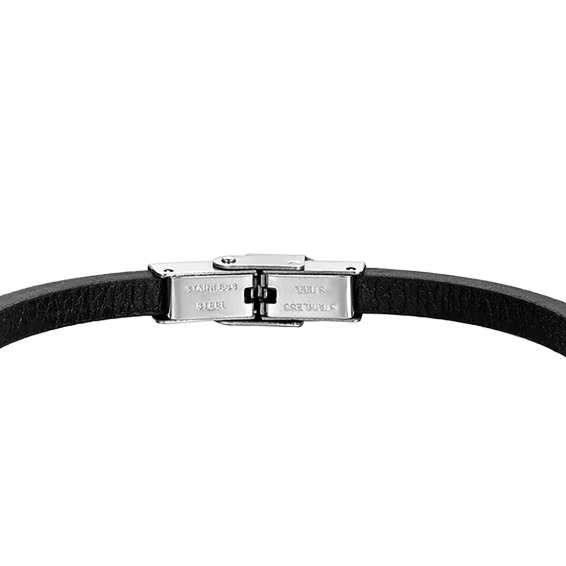Bracciale Uomo Luca Barra Casual Cuoio Nero Elementi Acciaio