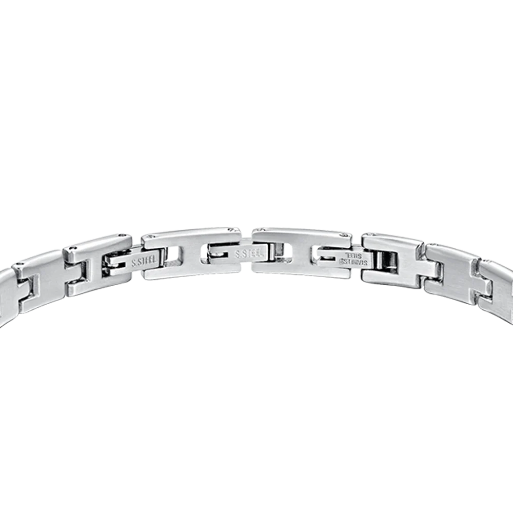 Bracciale Uomo Luca Barra Acciaio Con Piastrina Pvd Nero