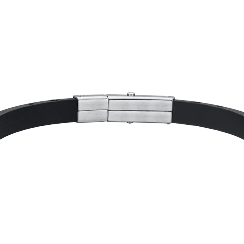 Bracciale Uomo Luca Barra Caucciù Elementi Acciaio + Centrale Timone