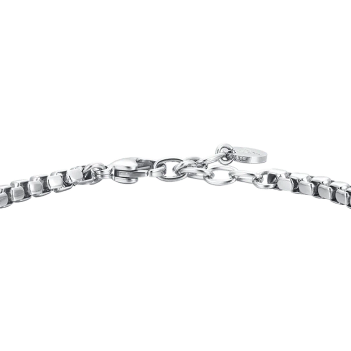 Bracciale Uomo Luca Barra Acciaio Maglia Veneziana Targhetta Centrale Acciaio/Pvd Oro Rosa e 2 Viti