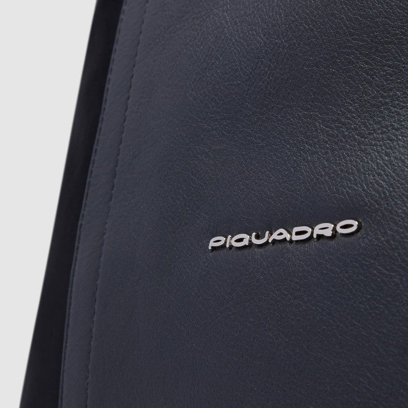 Borse Lavoro Piquadro Borsa Donna Porta Pc Ipad Quattro Manici Tre Scomparti Tessuto Inserti Pelle Nera