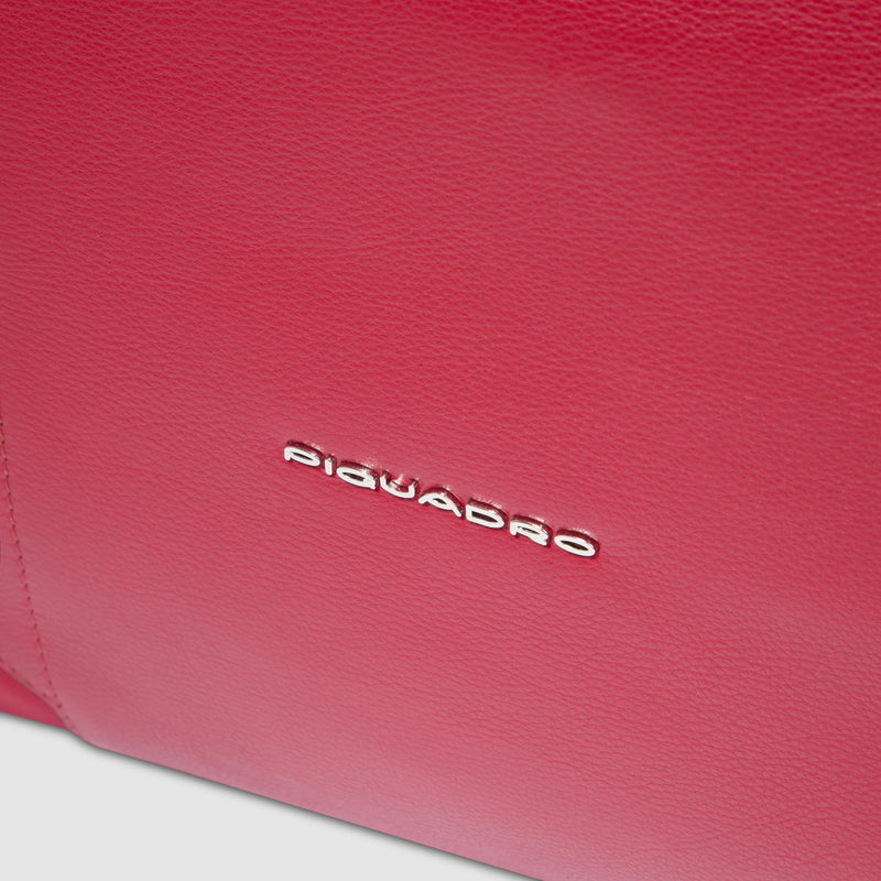 Borse Lavoro Piquadro Borsa Donna Porta Pc Ipad Quattro Manici Tre Scomparti Tessuto Inserti Pelle Rossa