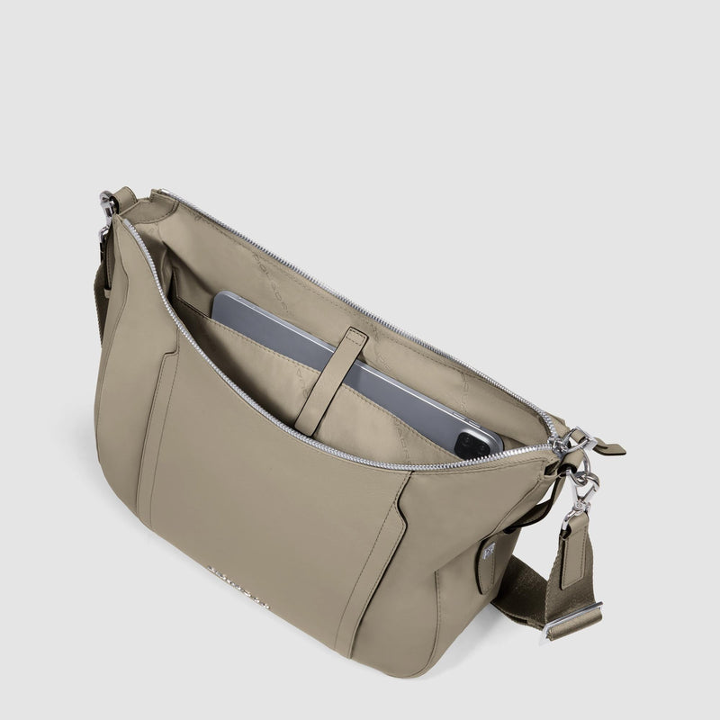 Borse Piquadro Borsa Donna Porta Ipad Tessuto Inserti Pelle Beige