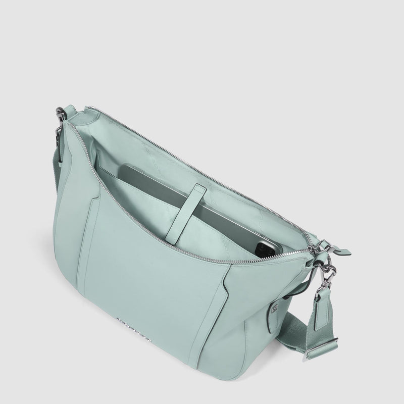 Borse Piquadro Borsa Donna Porta Ipad Tessuto Inserti Pelle Verde Acqua