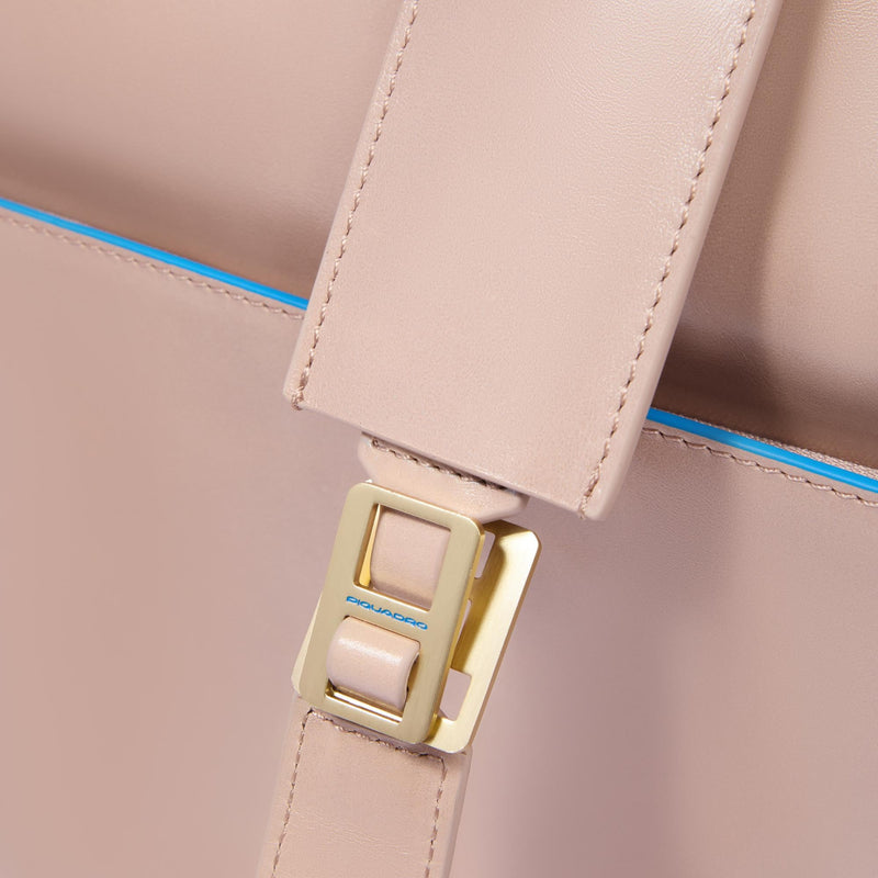 Borse Lavoro Piquadro Borsa Donna Due Manici Porta Pc Ipad Tracolla Interna Tasca Frontale Pelle Beige