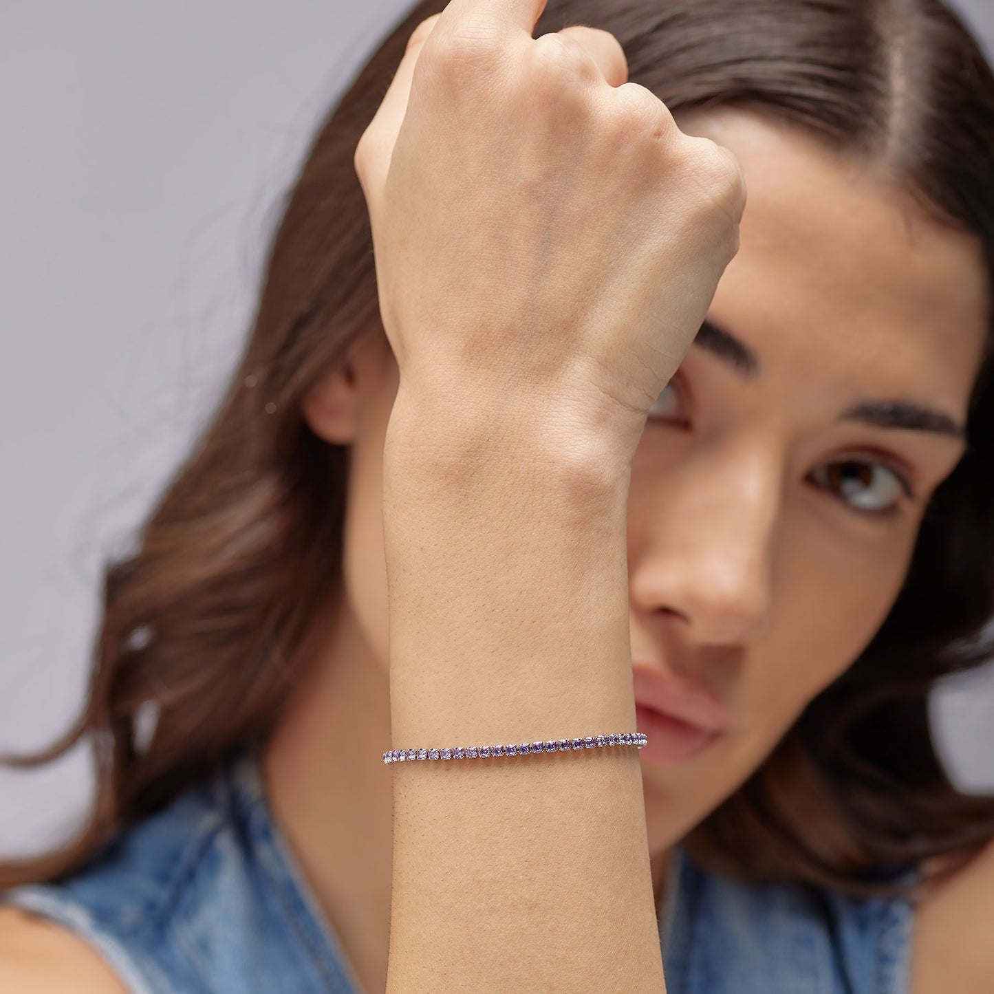 Bracciale Tennis Brosway Desideri Acciaio Cristalli Ametista