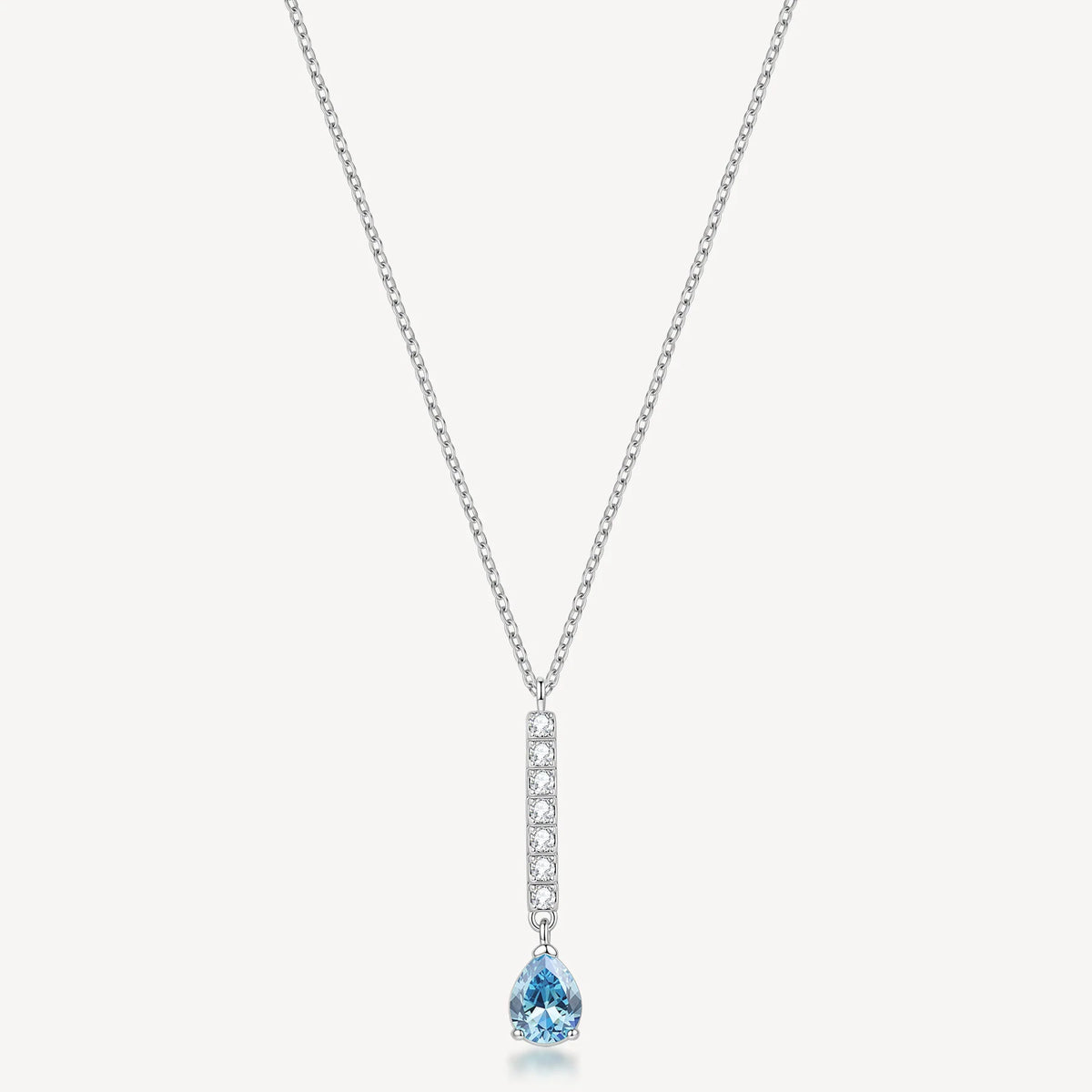 Collana Girocollo Brosway Desideri Acciaio Maglia Forzatina Pendente A Barretta Con 7 Cristalli Bianchi E Cubic Zirconia Finale Acquamarina Goccia