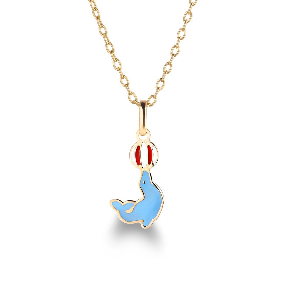 Collana lebebé PrimeGioie Circo Oro 9 Kt Pendente Foca