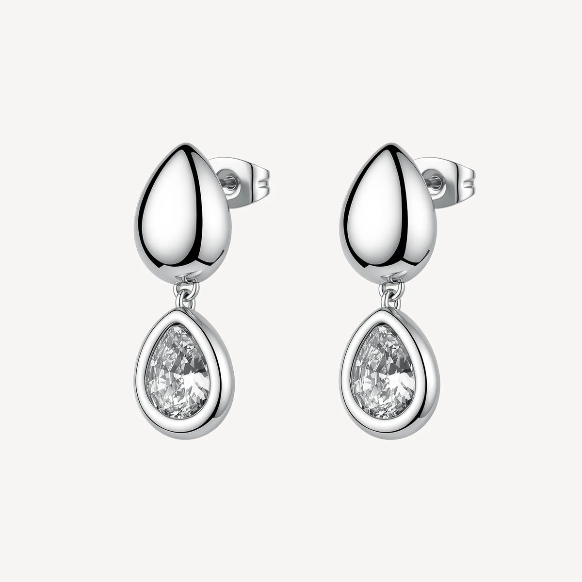 Orecchini Brosway Glow Pendenti In Acciaio Con 2 Elementi A Goccia E Cubic Zirconia