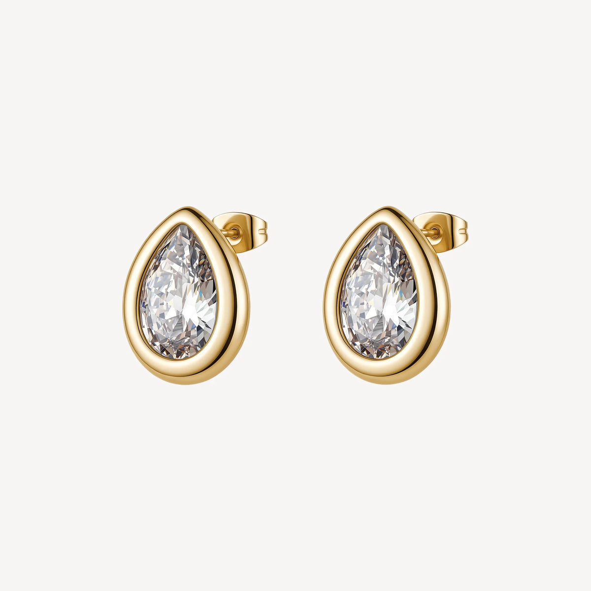 Orecchini Lobo Brosway Glow Acciaio Pvd Oro A Goccia Con Cubic Zirconia Centrale