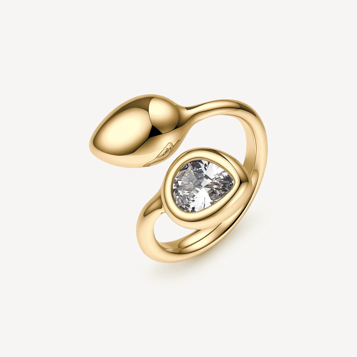 Anello Brosway Glow Contrariè Acciaio Pvd Oro Con Elementi A Goccia E Cubic Zirconia - Misura 16