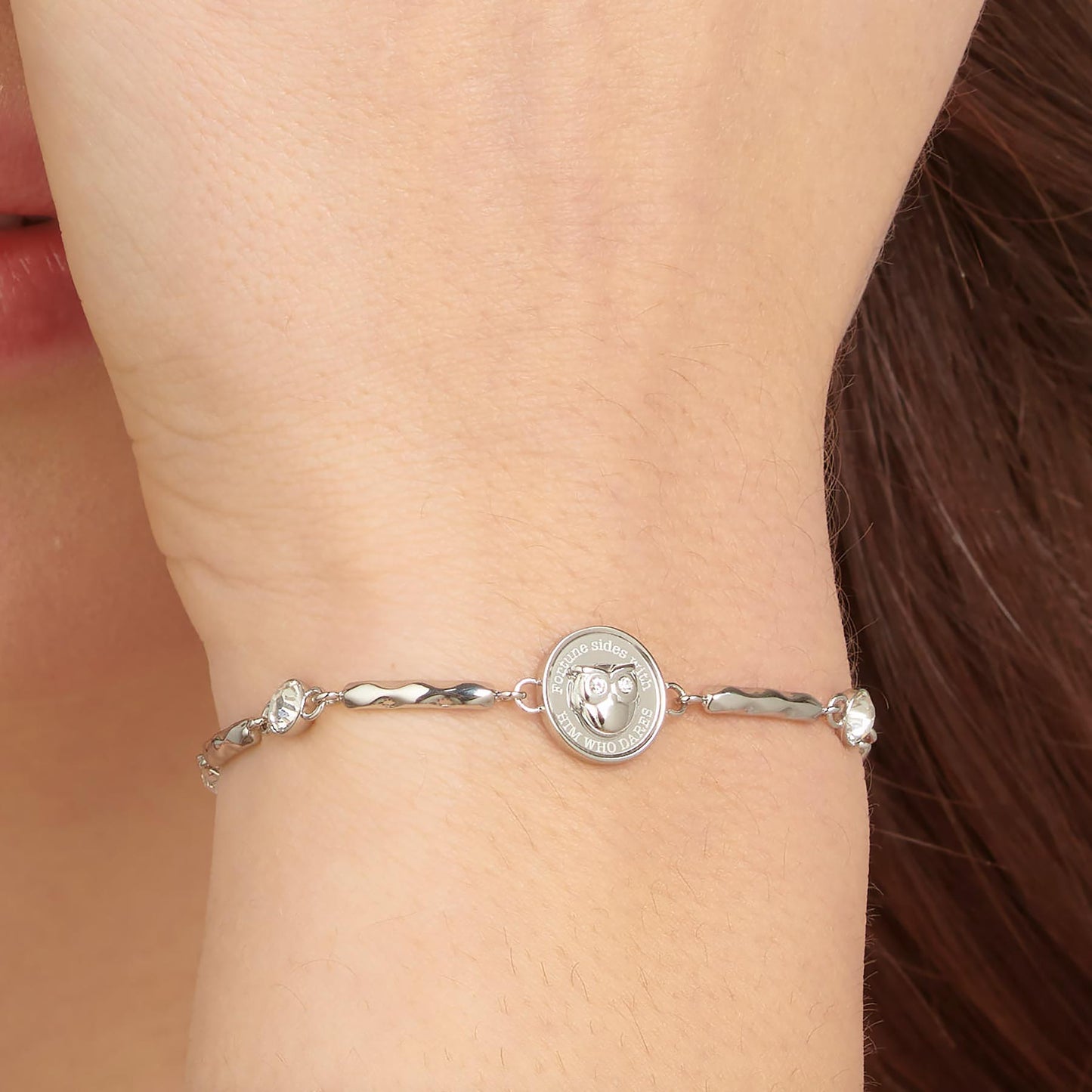 Bracciale Brosway Chakra Portafortuna In Acciaio Con Cristalli Monetina Centrale Civetta