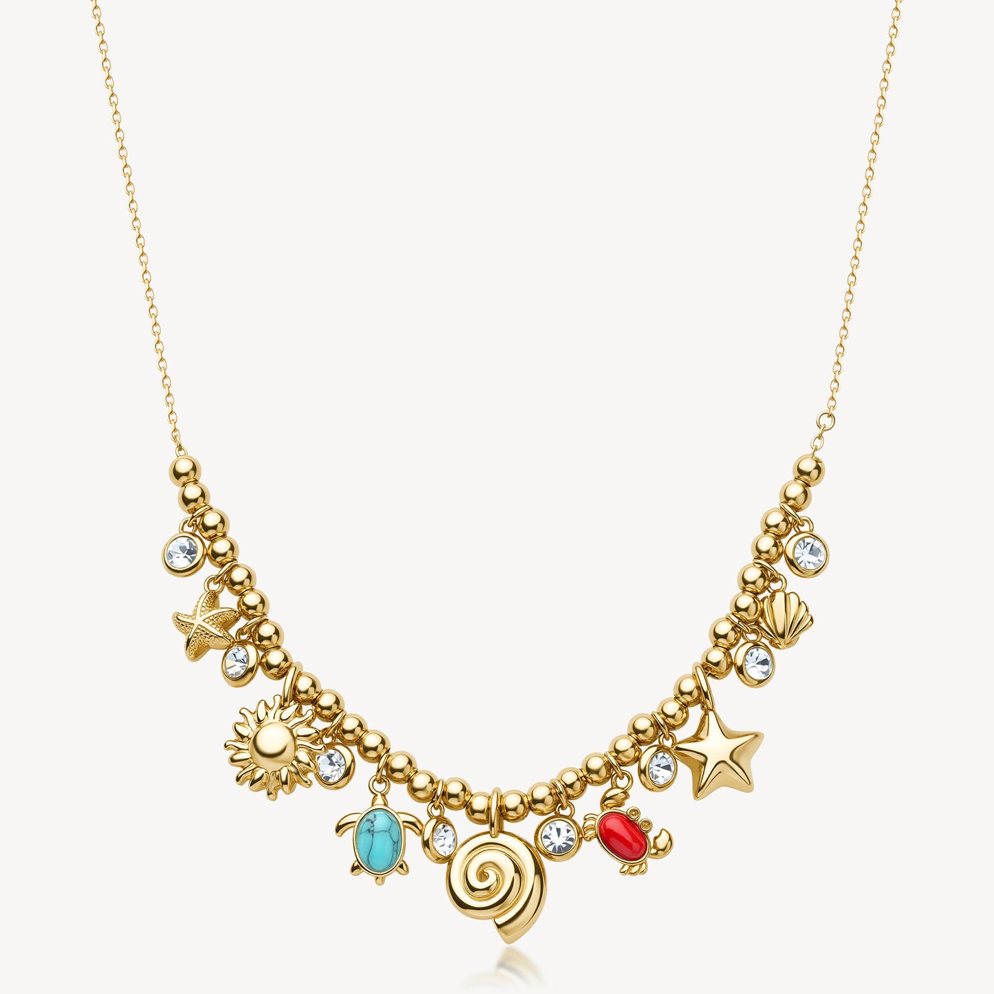 Collana Brosway Chakra Acciaio Pvd Oro Sferette Cristalli e Pendenti Estate