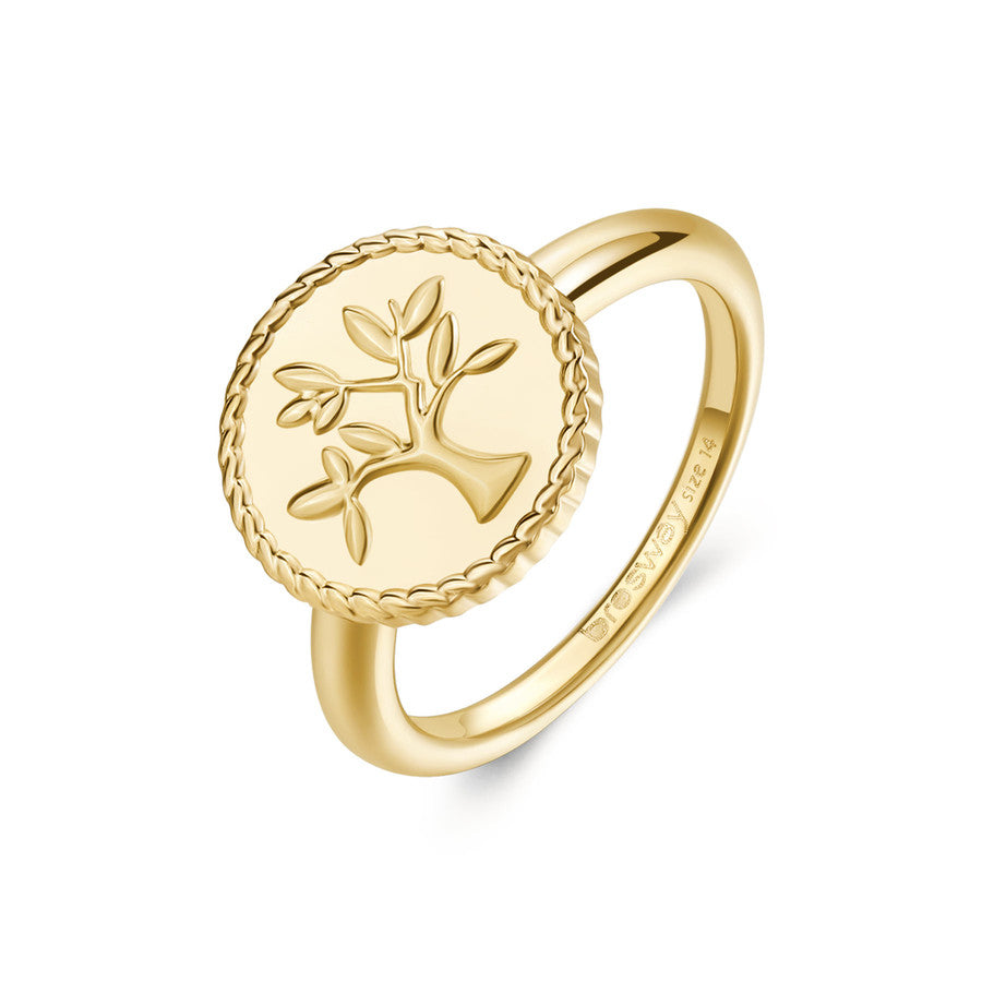 Anello Brosway Chakra Acciaio Pvd Oro Tondino Albero Della Vita - Misura 12