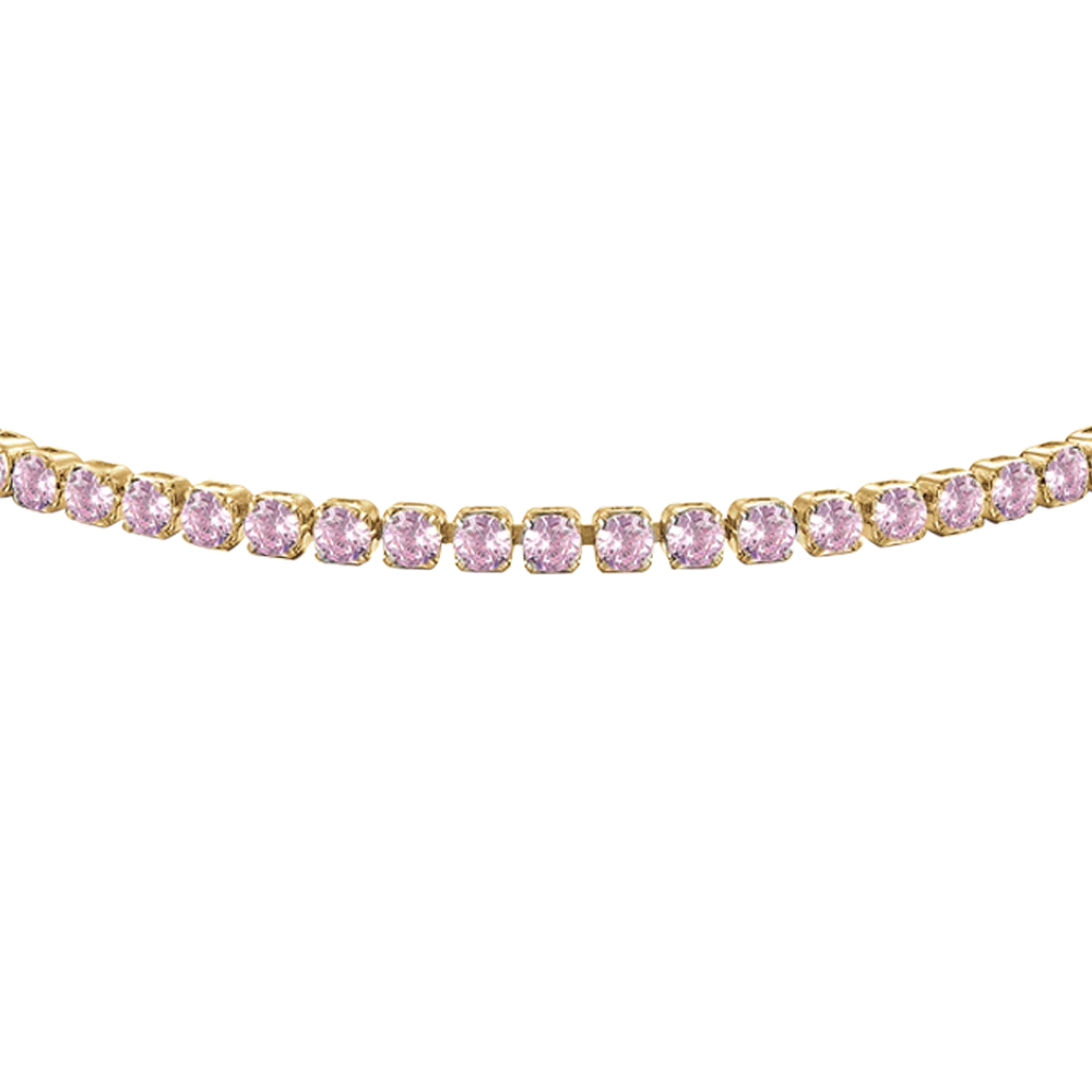 Bracciale Tennis Luca Barra Pvd Oro Zirconi Rosa