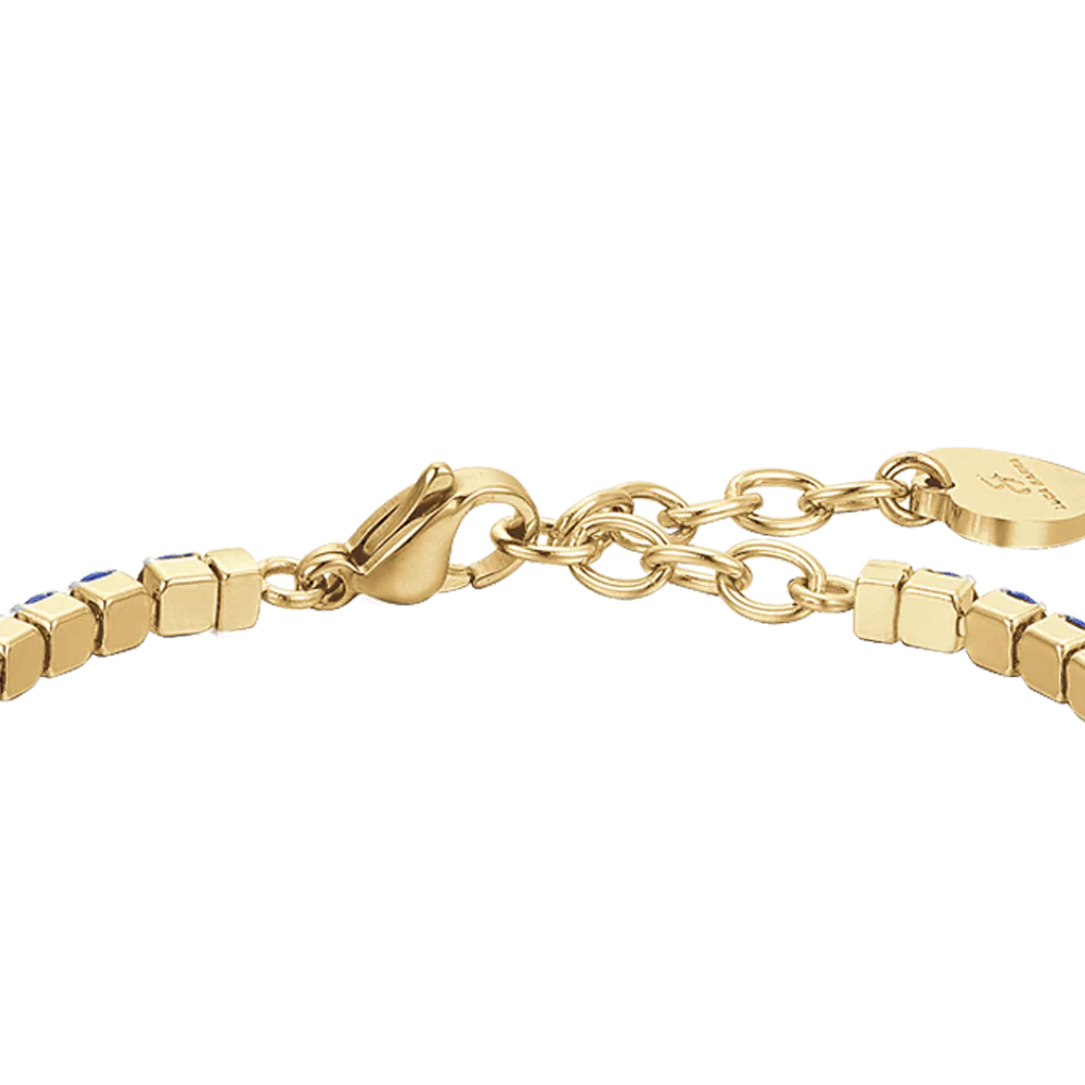 Bracciale Tennis Luca Barra Acciaio Pvd Oro Cristalli Blu